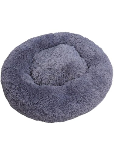 Cat bed, Washable Donut Cat and Dog Bed, Soft Plush Pet Cushion，Waterproof Bottom - Fluffy Dog and Cat Calming &amp; Self-Warming Bed for Sleep Improvement (Dark Gray)