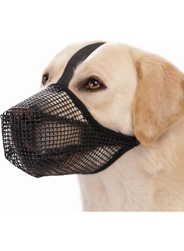 Tyasdery Dog Muzzle, Soft Nylon Anti Biting Barking Chewing Mesh Muzzle Breathable Dog Mouth Cover Pets Muzzle for Small Medium Dogs Prevent Biting Barking Eating (S)