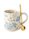 Zephyranthes Flower Pattern Ceramic Mug with Spoon - Dishwasher, Microwave &amp; Sterilizer Safe for Hot/Cold Beverages