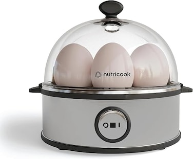 Rapid Egg Cooker: 7 Egg Capacity Electric Egg Cooker for Boiled Eggs, Poached Eggs, Scrambled Eggs, or Omelettes with Auto Shut Off Feature - Silver
