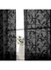OVZME 2 Panels Black Voile Sheer Curtains 72 inch Length for Bedroom, Dual Rod Pocket Lightweight &amp; Breathable Fabric Sheer Black Curtain Window Treatment, Anji Birds Clip Jacquard, 38W x 72L