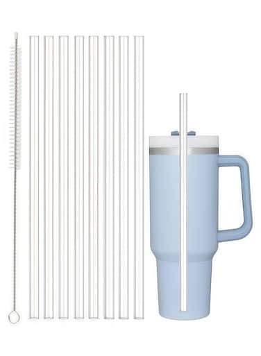 Pack Replacement Straws for Stanley Cup - Compatible with 30 oz &amp; 40 oz Tumblers, Plastic with Cleaning Brush (Clear)