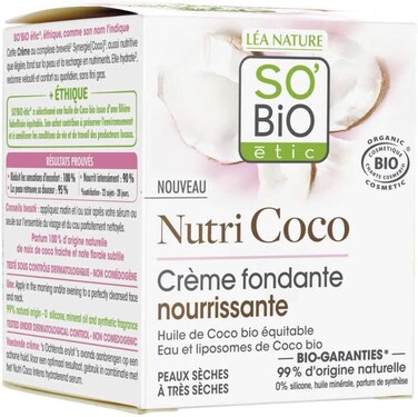 So'Bio &Eacute;tic So Bio &Atilde;&permil;Tic Nutri Coco Nourishing Melting Cream, Dry To Very Dry Skin, 50ml, Organic Nutrition Of Dry Skin, Dry To Very Dry Skin