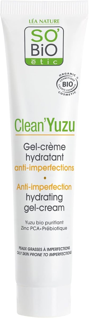 So'Bio &Eacute;tic, Clean'Yuzu Anti-Imperfection Hydrating Gel-Cream, Organic Acne Facial Moisturizer For Hydrating Oily And Blemish Prone Skin, 1.35 Fl Oz, 40ml