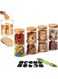 Glass Jars Set 8cm*10cm (8 Packs), Food Storage Containers for Kitchen, Spice Jars With Labels, Marker and Spoons, Wood Lid. (Round 8p)
