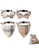 4 Pieces Bow Tie Cat Collar Bandana, Breakaway Pet Collar Bandana with Classic Plaid Cat Collar with Scarf and Bowtie, Accessories for Pet Collars, Adjustable for Cats and Small Dogs (White+Khaki)