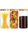 Khazna Glass Storage Jars with Lids 1000ML Set of 3 - High Borosilicate Glass Airtight Kitchen Food Canisters Cylinder Clear Preserving Seal Containers with Bamboo Lid for Canning Cereal,Pasta