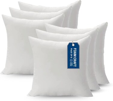 CRAFT Pack of 6 Foam Cushion Inserts for Sofas, Beds, and Chairs - 65 x 65cm