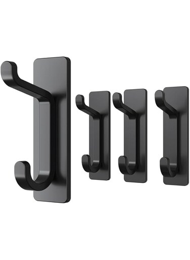 X spring Self Adhesive Hook, Black Wall Mounted Self-Adhesive Hanger, Hanging Hooks with Maximum Load-Bearing Capacity 6kg, for Shower Kitchen Bathroom, for Hanging Towel, Coat, Cloth, Purse, Hat