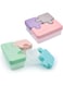 melii Puzzle Bento Box Food Storage Container, 3 Compartments, 28.6 Ounce (Purple, Grey, Pink, Mint &amp; Blue) 2-Pack