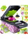 ZONE Vegetable Chopper, Pro Onion Chopper, 14 in 1Multifunctional Food Chopper, Kitchen Vegetable Slicer Dicer Cutter,Veggie Chopper With 8 Blades,Carrot and Garlic Chopper With Container (Grey / Green)