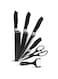 Haus Roland 6 Pieces Black Knife Set, Stainless Steel and Non-Stick Blades, Including Peeler and Scissor, Kitchen Cutlery Knives Set, Cooking Utensil Sets, Daily Use with Gift Box,
