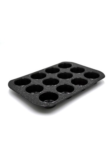 Granite Deep Muffin Tray   Non-Stick 12-Cup Muffin Pans Tin - Carbon Steel Baking Tray for Cupcakes PR48754