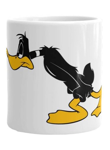 Duck Printed Mug White/Black/Yellow