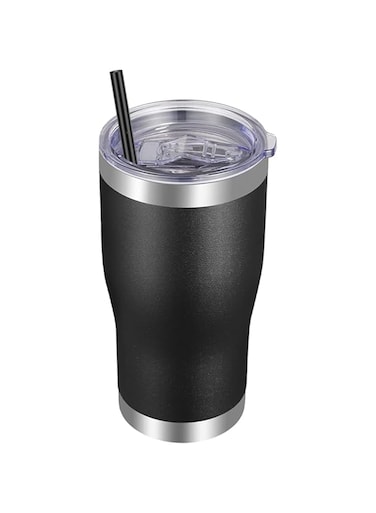 VEGOND 20oz Tumbler Stainless Steel Tumbler Cup with Lid And Straw Vacuum Insulated Double Wall Travel Coffee Mug(Black 1 Pack)