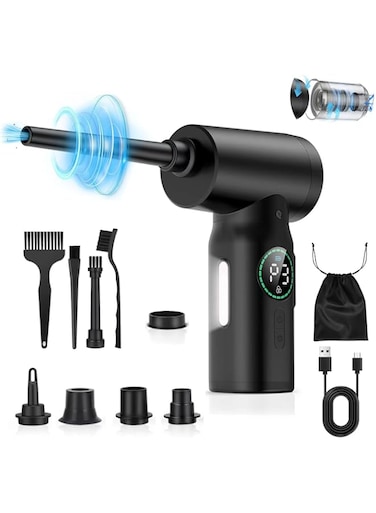 TDOO 3 In 1 Electric Compressed Air Duster &amp; Pump &amp; Wireless Vacuum Cleaner, 7500mAh 100000RPM Cordless Portable Air Blower With LED Light For Car Home Keyboard &amp; Computer Cleaning, 3 Level Adjustable