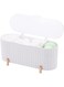 Tazweeq Qtips Holder, 3 Grids Separate Cotton Swabs Dispenser, Cotton Ball Storage Box, Cotton Pad Jar, Bathroom Storage Jar (White)