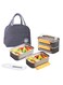 Stainless Steel Lunch Box Double-Layer Insulated Bento Box with Compartments and Tableware 1.6L Grey