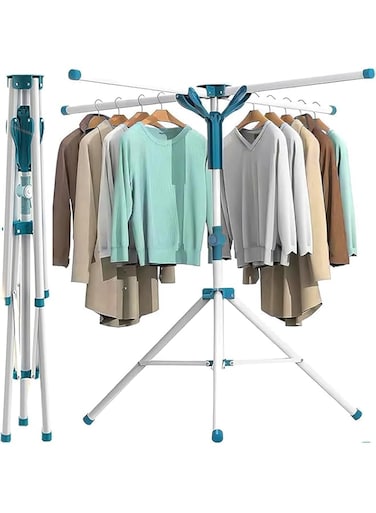 Tripod Clothes Drying Rack Folding Indoor, Portable Drying Rack Clothing and Height-Adjustable, Laundry Drying Rack Foldable with 4 Arms for Hangers, Space Saving Laundry Drying Rack