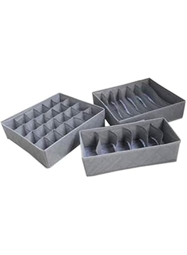 3 Pieces a Set,Foldable Box Bamboo Charcoal Fibre Storage Box for Bra,underwear,necktie,socks Divider Drawer Lidded Closet Organizer Ropa Interior Organizador