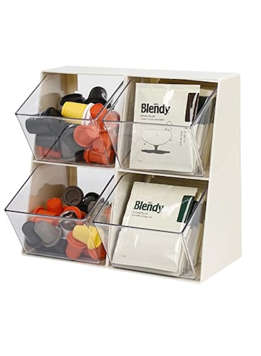 Coffee Capsule Storage Holder, Acrylic Storage Organizer, Clear Tea Bags Storage Organizer for K Cups, Tea Bags, Creamer, Sugar Bags, Capsule (2 Pack)
