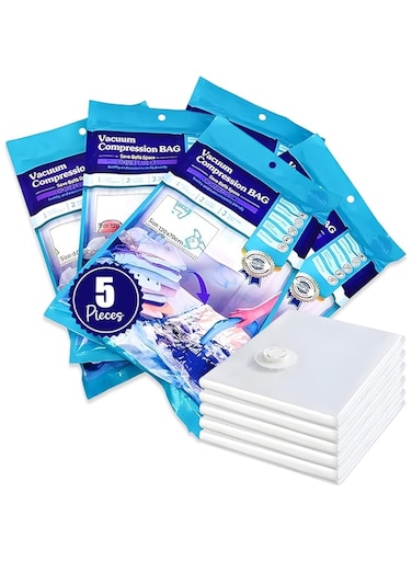 Vacuum Compression Storage Bags 5 Pack 120x70cm Space Saver Bags Reusable Compression Bags Space Saver Vacuum Bag for Packing Vacuum Compression Zipper Storage Bags