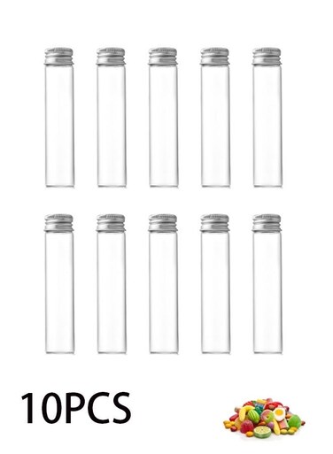 Pcs Clear Glass Test Tubes Flat Glass Clear Test Tubes for Flowers with Screw Cap, for Storing Sweets, Flowers, Home Accessories 25ml