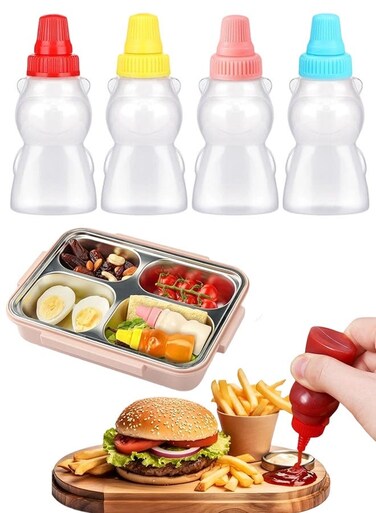 PCS 25 Ml Bear Shaped Mini Ketchup Bottle For Lunch Box, Liquids, Sauces Syrup