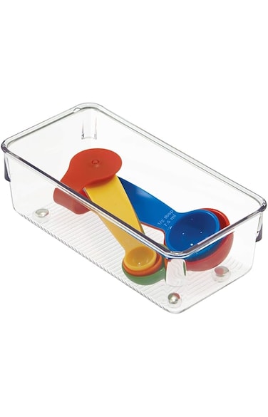iDesign Linus Organiser Tray, Small Drawer Insert, Works Well as Accessories Organiser, 52330ES, Plastic, Clear