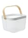 NALACAL Metal Mesh Steel Basket, Storage Organizer Basket Multi-function Hanging Kitchen Baskets Fruit Basket Bin with Wood Handle for Kitchen Bathroom Picnic Cabinet Home Decor,(White,10.2x9.82x7in)