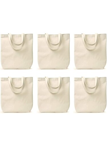 handrong Cotton Tote Bags Canvas Tote Bags Plain Reusable Canvas Grocery Bag Blank Shopping Bag White Cloth Bag with Handles for Decorating Art Craft Bible Bookbag Events Schools Beach White
