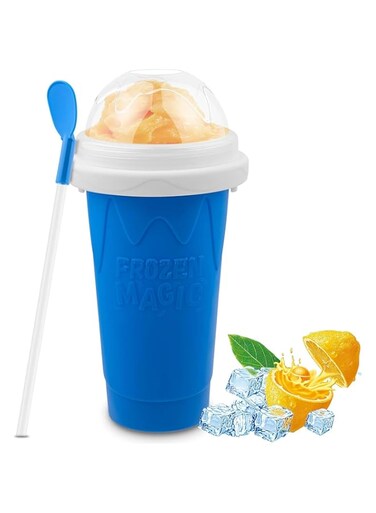 iNTAG Frozen Magic Slushy Maker Squeeze Cup, Portable Silica Freeze Mug for Milkshake Slush and Ice Cream Smoothie, Quick Frozen Smoothies Slushy Ice Cream Maker with Dome Lids