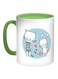 Love Printed Coffee Mug Green/White/Pink