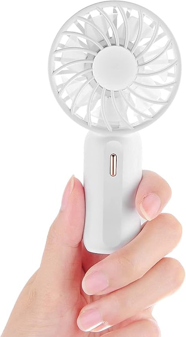 Handheld Mini Fan Battery Operated Small Personal Portable Fan Speed Adjustable USB Rechargeable Fan for Kids Girls Women Men Home Office Indoor Outdoor Travelling (White)