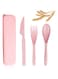 YDYTOP Reusable Travel Utensils Set with Case, Pink Wheat Straw Portable Knife Fork Spoons Tableware, Eco-Friendly BPA Free Cutlery for Kids and Adults as Travel Picnic Camping Utensils
