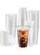 25 - SET - Plastic Clear Cup With Flat Lid - 16oz (475ml) Take a way - Disposable - Party Cups (COLD DRINKS-ICED COFFEE-BUBBLE TEA-SMOOTHIE)