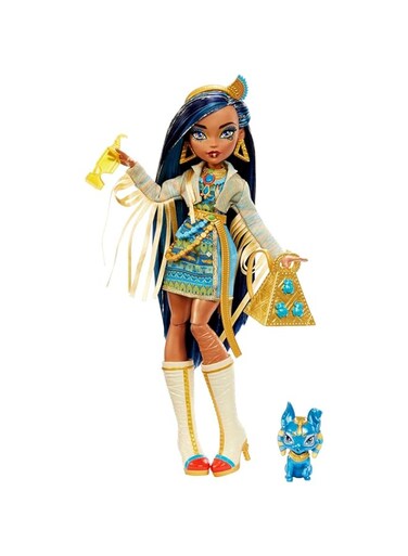 Monster High Doll, Cleo De Nile with Pet Dog, Blue Streaked Hair