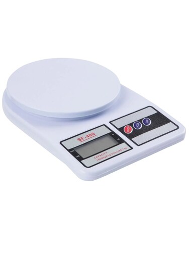Digital Weighing Kitchen Scale - 10kg/22lb Multipurpose Digital Food Scale   High Precision for Perfect Meal Prep, Dieting, Cooking, and Baking, Tare Function, SF-400,White