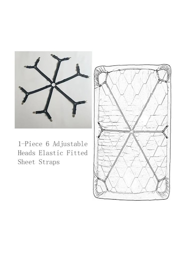 6 Adjustable Heads Elastic Fitted Sheet Straps,Crisscross Bed Sheet Fasteners Suspenders,Fit Round and Square Mattresses