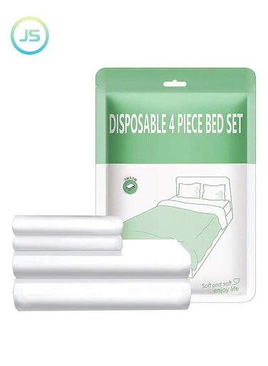 Disposable Bed Sheets for Travel, Portable Disposable Bedding Set with Bed Sheet*1/Quilt Cover*1/Pillowcases*2, Disposable Bed Sheets King Size for Travel Business Trip Camping Hotel