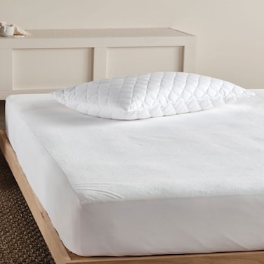 MAXQON Mattress Protector Cotton Terry Fabric 100%Waterproof, Color White, Doube Size 140x200+25cm