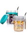 2Pack 10Oz Overnight Oat Container with Lid and Spoon, Glass Overnight Oats Jars, Container with Measurement Marks, Portable Large Capacity