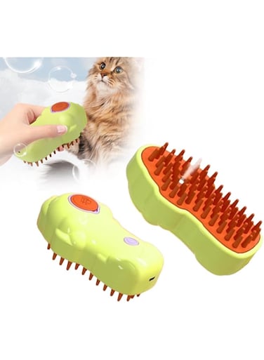 BIGTHREE&reg; Cat Steam Brush, 3 In 1 Electric Spray Cat Hair Brushes for Massage, Pet Grooming Comb C-at Steamer Brush for Massage, Steam Pet Brush for Removing Tangled and Loose Hair