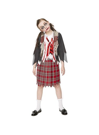 Mad Costumes Zombie School Girl Halloween Costume for Kids, Small, Red