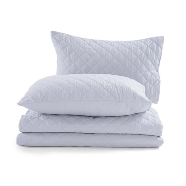 Home Essential 3-piece Diamond Quilted Bedspread Set 160x220cm - Grey