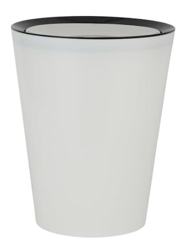 Round Trash Bin With Flap Lid White/Black