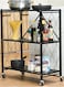 3-Tier Foldable Standing Rack Black Storage Shelves with Wheels