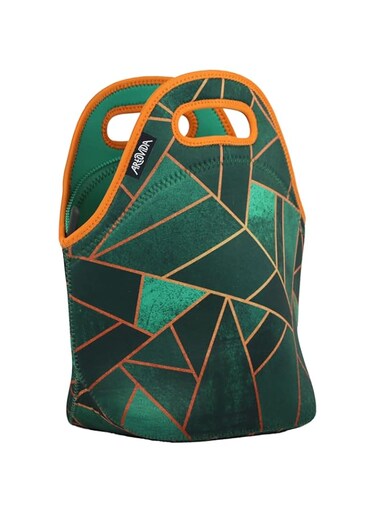 Art of Lunch by ARTOVIDA Insulated Neoprene Lunch Bag for Women, Men and Kids - Reusable Soft Lunch Tote for Work and School - Design by Elisabeth Fredriksson (Sweden) - Emerald &amp; Copper