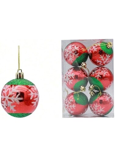 FEZEY 6Pcs Christmas Ball Ornaments (6.5Cm) Shatterproof Christmas tree Snow Flake hanging shiny party festive snow glitter Xmas decorations baubles