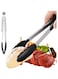 Oben Kitchen Tongs Buffet Tongs 12 Inch Stainless Steel Food Tongs with Silicone Tips for Barbecue, Salad, Grilling, Frying, Cooking Black